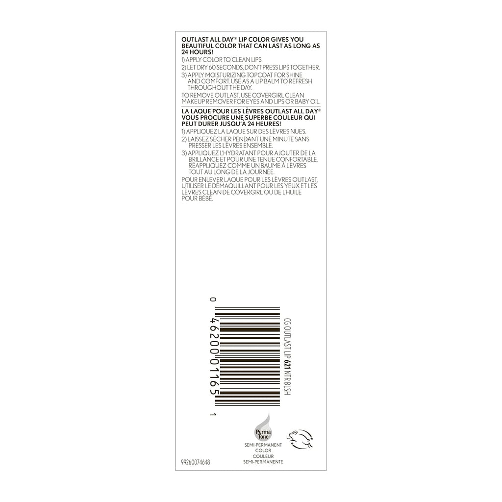 Outlast All-Day Lip Color with Topcoat, 621 Natural Blush