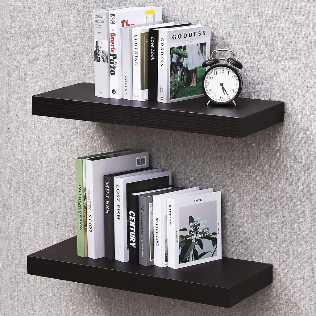 Floating Shelves for Wall, Bathroom Wall Mount Shelves, Wood Modern Display Shelves, Book Shelves,For Bedroom,Living Room and Kitchen (Espresso) (15 4/5" X 9 1/4" X 2")