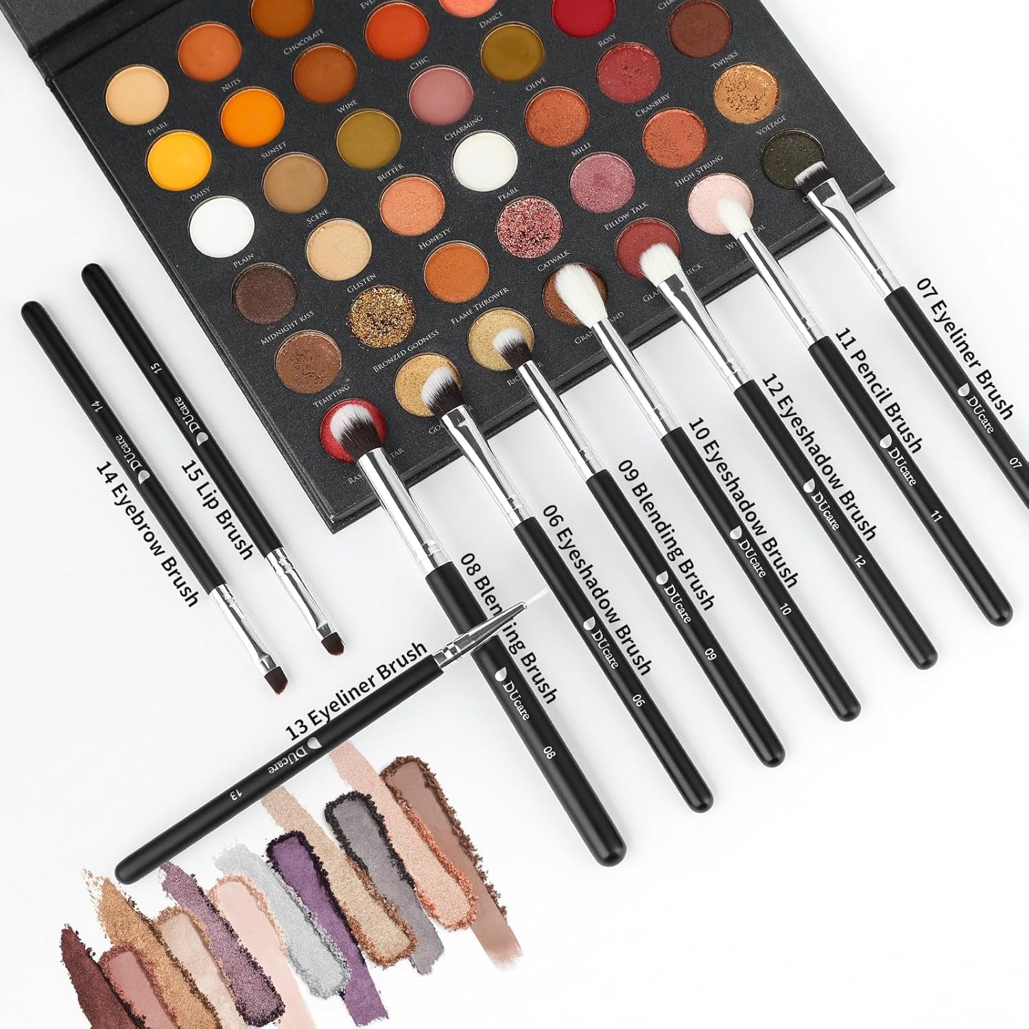 Makeup Brushes with Bag,15Pcs Christmas Makeup Brush Set Travel Kabuki Foundation Blending Blush Eyeliner Shadow Brow Concealer Brushes Kit