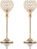Gold Crystal Candle Holders Set of 2 for Fireplace Coffee Table Mantle Decor,Wedding Home Halloween Decoration Centerpieces