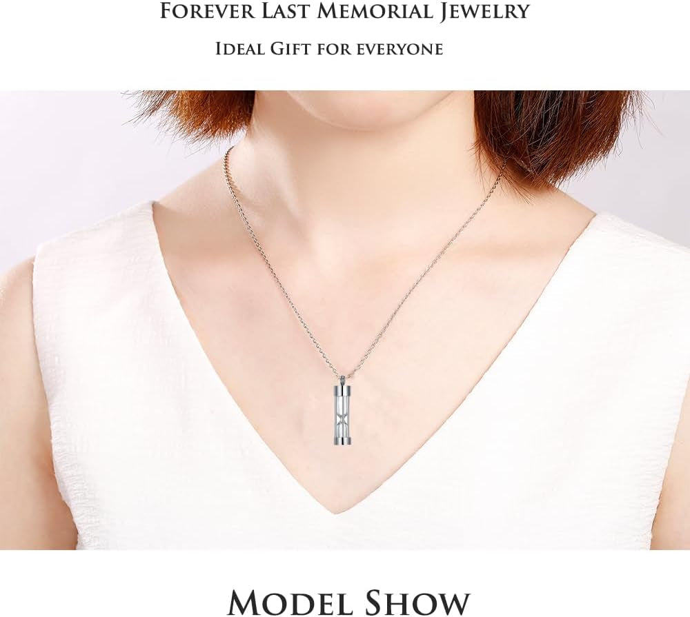 Minilist Bar Cremation Jewelry for Ashes Stainless Steel Urn Necklace for Human Ashes Silver/Rose Gold/Black