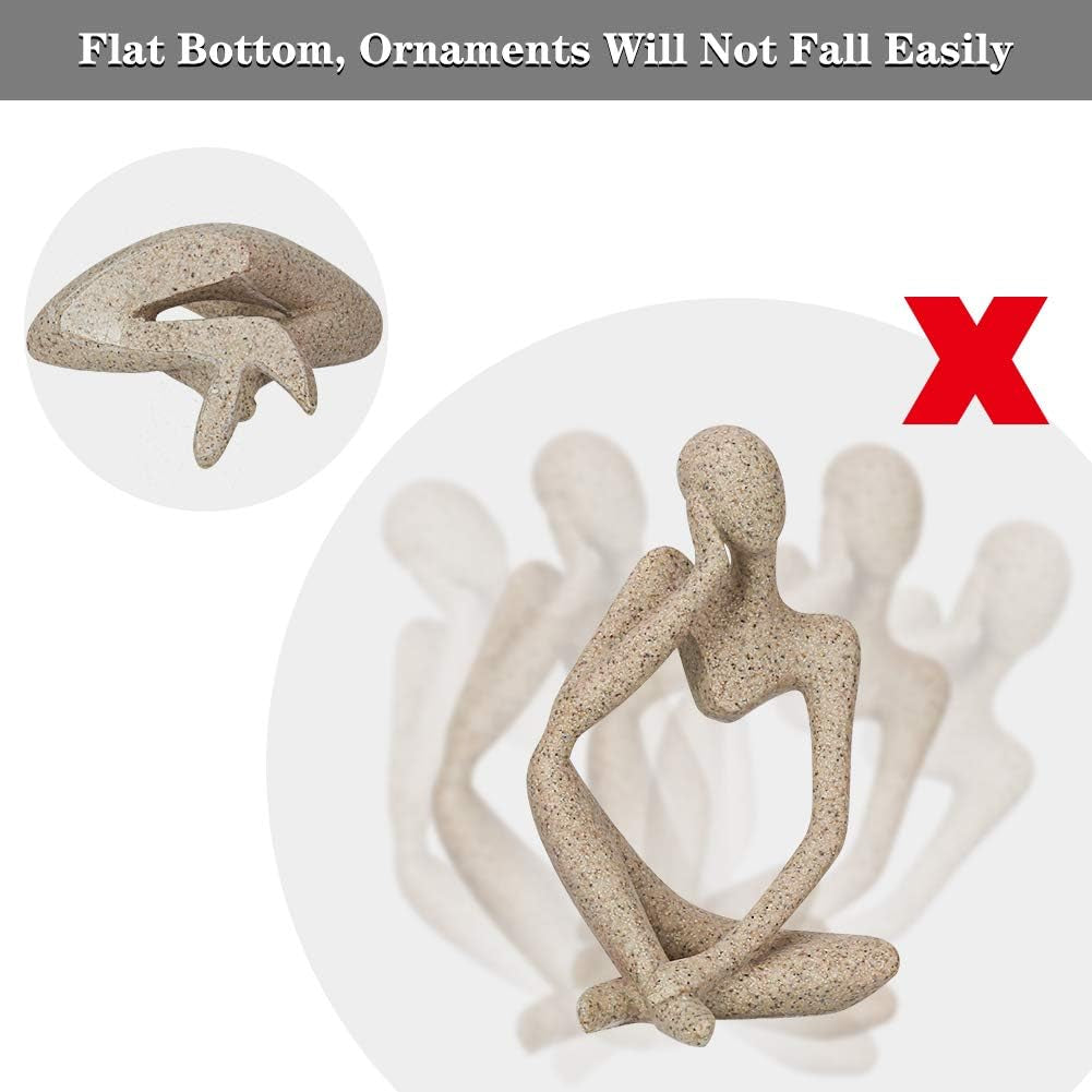 Sandstone Resin Thinker Style Abstract Sculpture Statue Collectible Figurines Home Office Bookshelf Desktop Decor(Sandstone,Left)