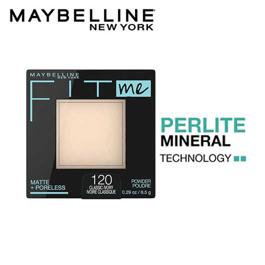 Fit Me Matte + Poreless Pressed Face Powder Makeup & Setting Powder, Classic Ivory, 1 Count