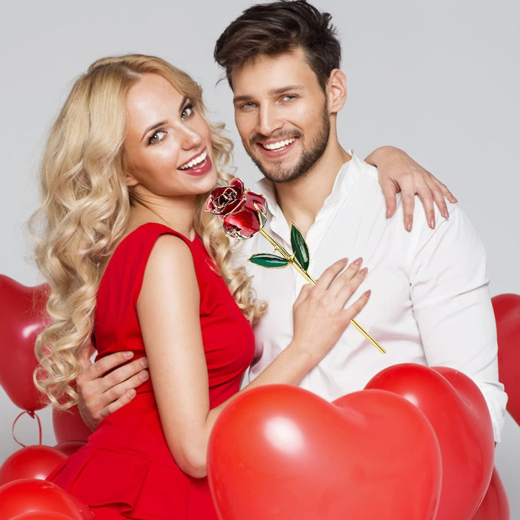 Mothers Day Rose Gifts, Gift for Mom 24K Gold Rose, Gold Plated Rose Dipped Rose Everlasting Long Stem Real Rose with Holder, Romantic Gift, Gift for Valentines Day, Mothers Day, Birthday