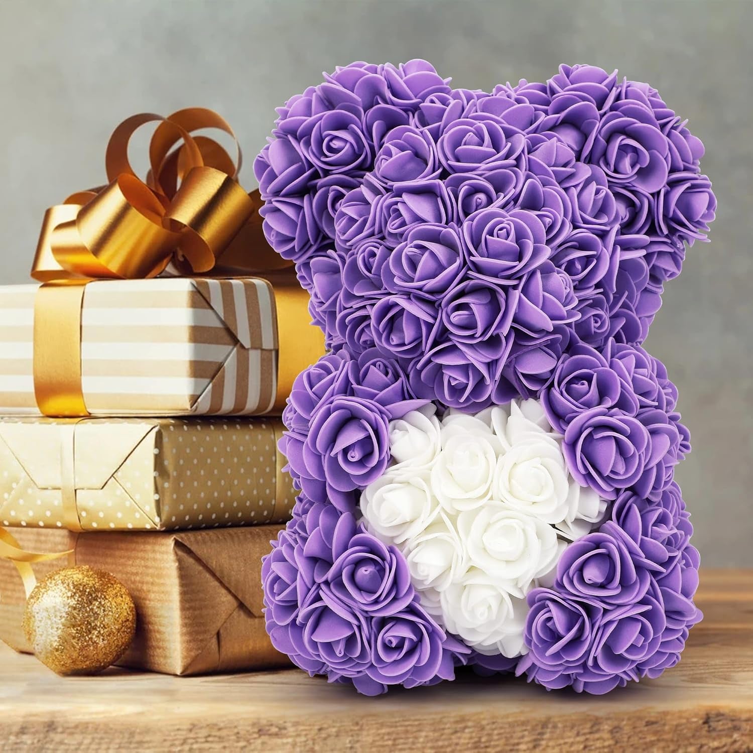 Mother'S Day Rose Bear Gifts for Her, Romantic Mother'S Day Flower Bear Gifts for Mom Wife Girlfriend, I Love You Anniversary Birthday Gifts Rose Teddy Bear with Love Bouquet in Gift Box