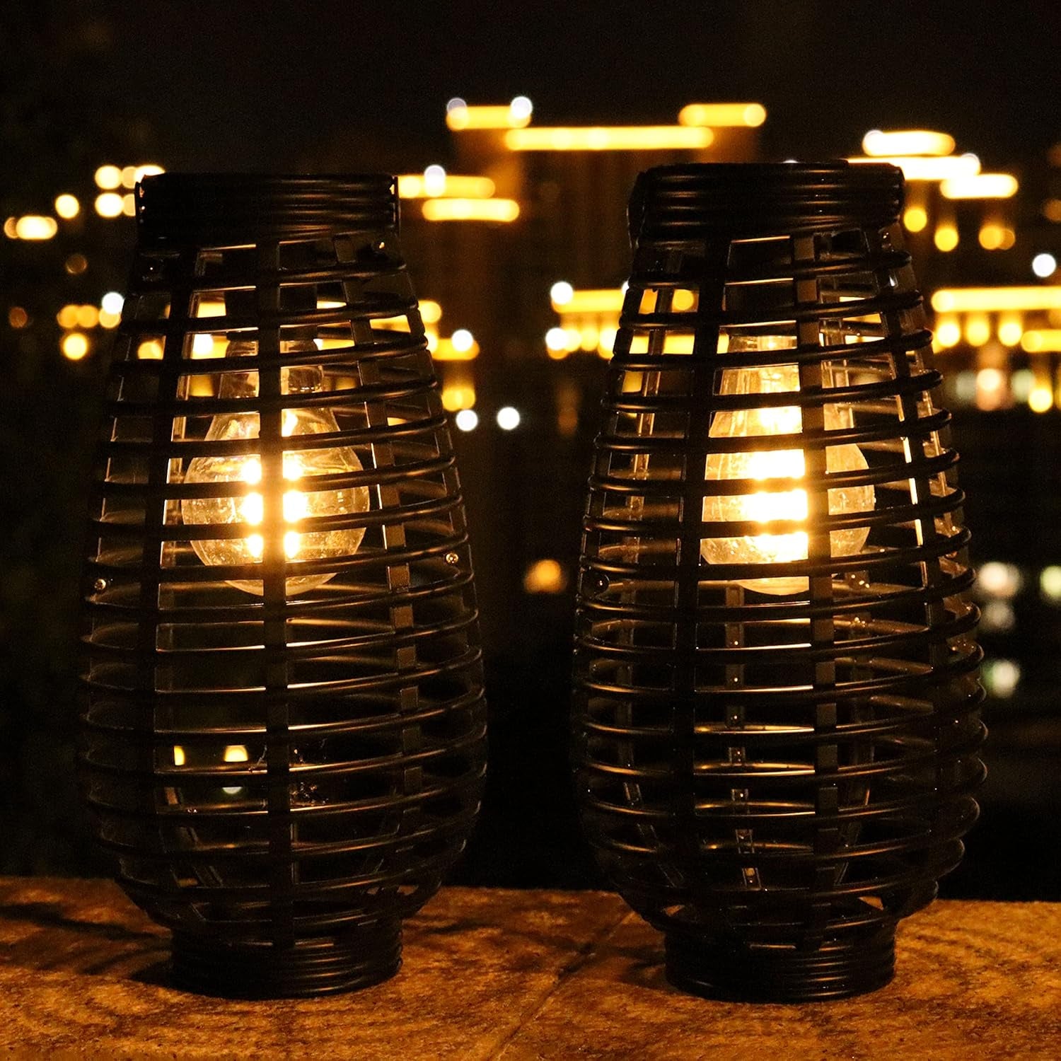 2 Pack Solar Garden Lights - Black, Waterproof, LED, Hanging Mount, 5W, IP44