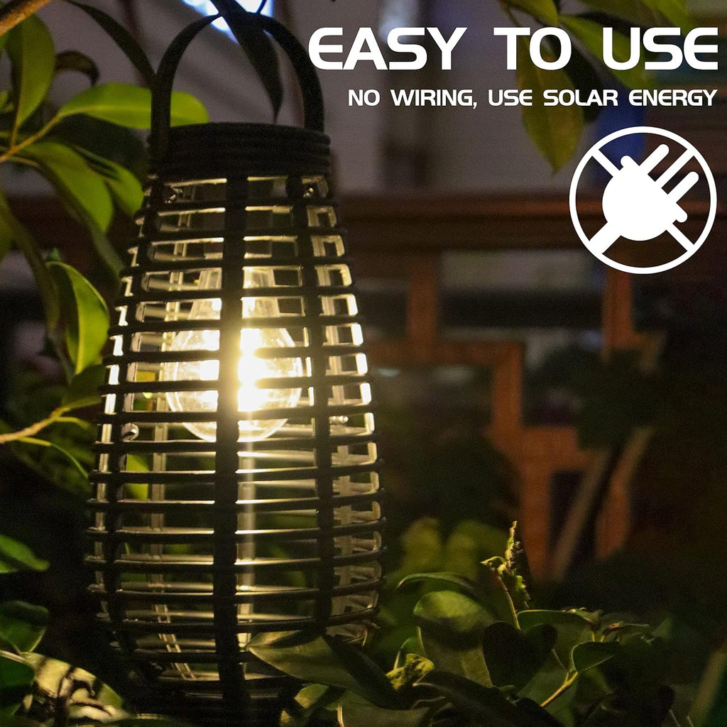 2 Pack Solar Garden Lights - Black, Waterproof, LED, Hanging Mount, 5W, IP44