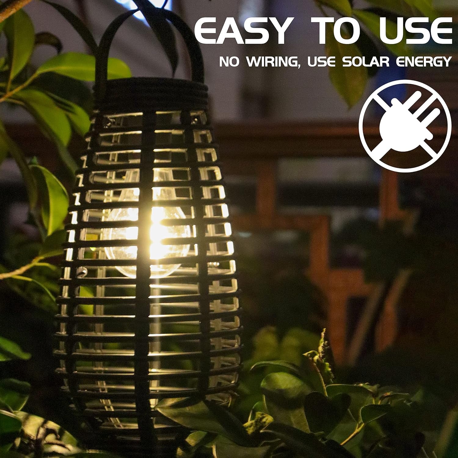 2 Pack Solar Garden Lights - Black, Waterproof, LED, Hanging Mount, 5W, IP44