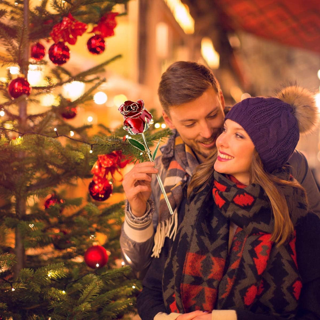 Mothers Day Rose Gifts, Gift for Mom 24K Gold Rose, Gold Plated Rose Dipped Rose Everlasting Long Stem Real Rose with Holder, Romantic Gift, Gift for Valentines Day, Mothers Day, Birthday