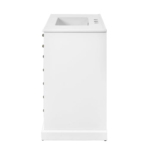 36'' Bathroom Vanity with Ceramic Sink Combo, Solid Wood Frame