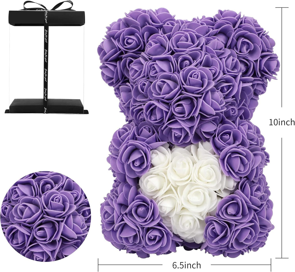 Mother'S Day Rose Bear Gifts for Her, Romantic Mother'S Day Flower Bear Gifts for Mom Wife Girlfriend, I Love You Anniversary Birthday Gifts Rose Teddy Bear with Love Bouquet in Gift Box