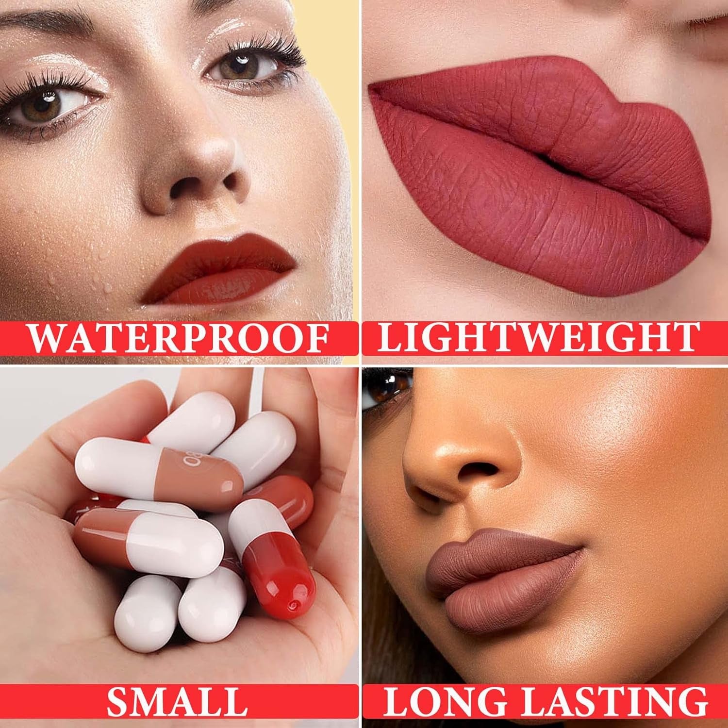 18 Pcs Capsule Pills Lipstick,Mini Matte Makeup Lipstick Set Long Lasting Waterproof Cute Lip Stick Capsules Matte Lipstick Lip Stain Set Velvet Mini Pill Shaped Lipstick Set