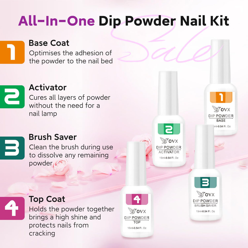 Dip Powder Nail Kit - 8 Colors Starter Set with Liquid, Recycling Tray for Beginners, Home and Salon Manicure Art