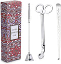3 in 1 Candle Accessory Set - Candle Wick Trimmer, Candle Wick Dipper, Candle Wick Snuffer, Candle Care Tools Gift for Candle Lovers (Silver Tone)
