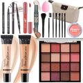 Makeup Set for Girls & Women, Full Face Kit, Travel Kit, Present Set, Eyeshadow, Foundation, Blusher, Eyeliner, Lip Gloss, Makeup Brushes & Sponge Bag