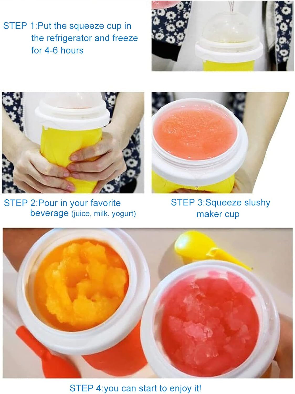 Slushie Cup - Portable Slushie Maker Cup for Smoothies & Shakes, Double Layer Quick Frozen Magic Cup, Personal Mini Slushy Cup Ice Cream Maker for Home, Family, DIY, Homemade, Travel