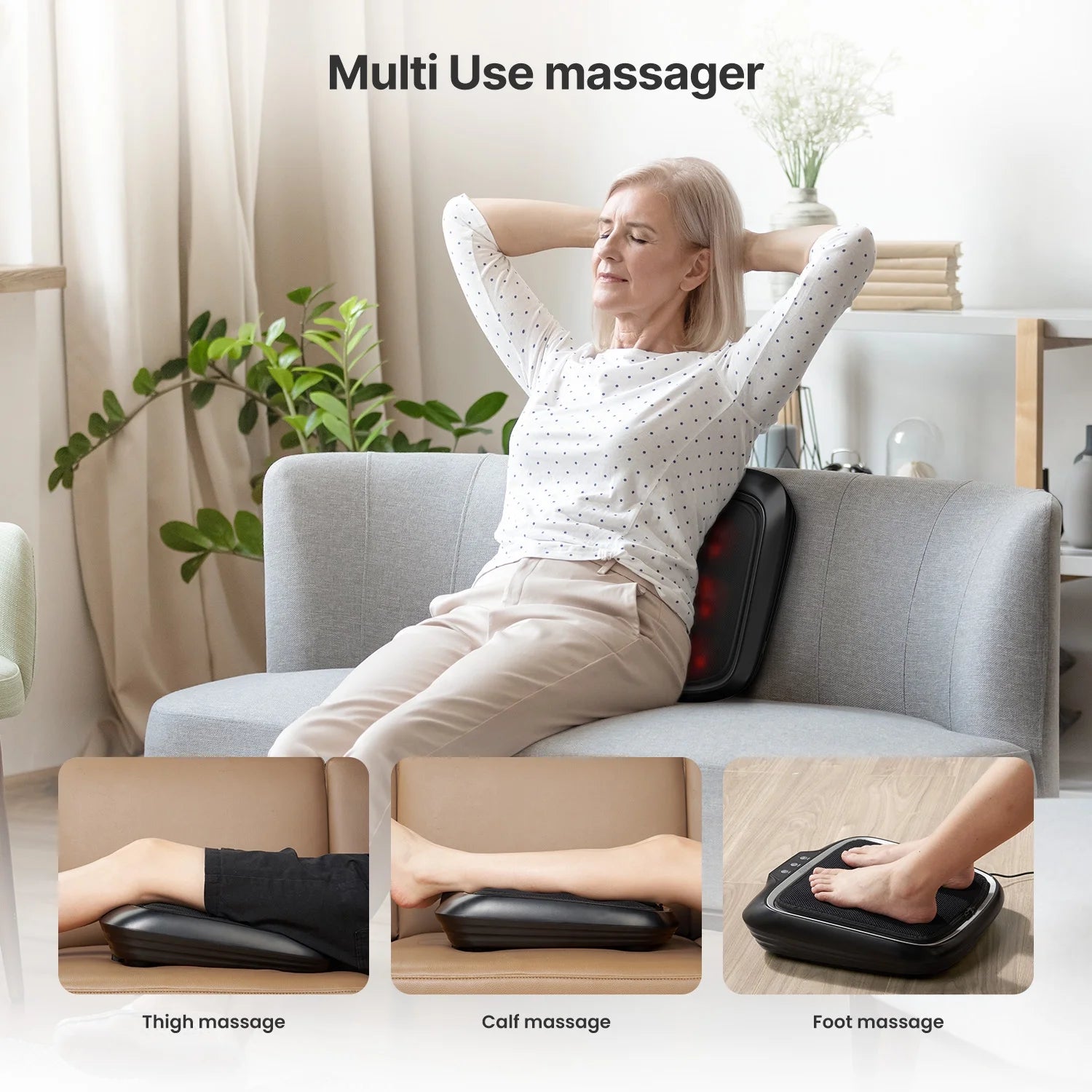 Foot Massager with Heat,Shiatsu Foot Massager for Circulation, Back Massager, Foot Warmer and Massager for Neuropathy Muscle Pain Relief, Plantar Fasciitis, Christmas Birthday Gifts for Dad and Mon