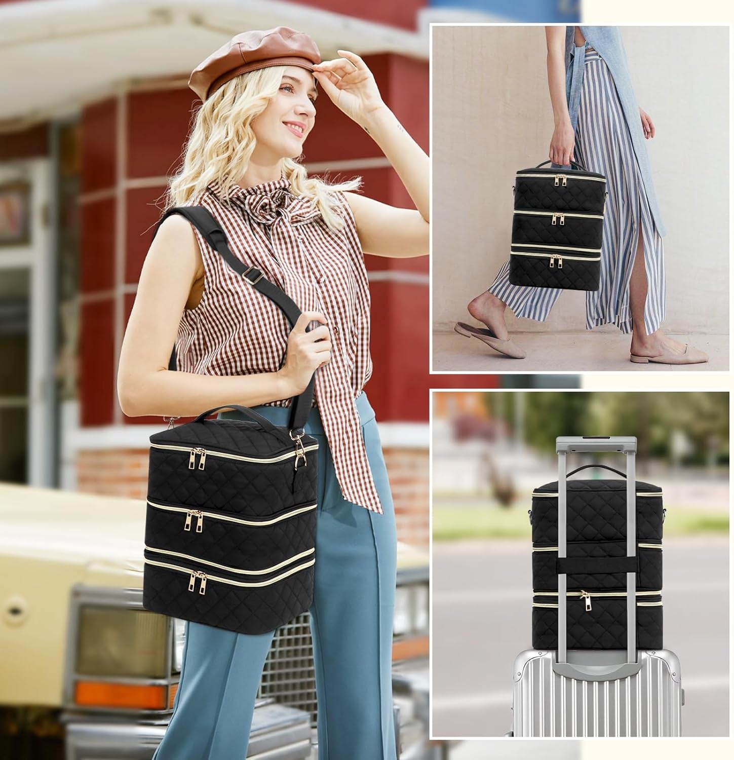 Nail Polish Organizer Case, 3 Layers Nail Polish Case with Dividers,Detachable Nail Polish Organizer Bag Holds 60 Nail Polish Bottles and a Nail Lamp,Nail Bag for Nail Tech Supplies