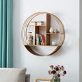 & Co. Gold Brooklyn Wall Shelf, round 3 Tier Wall Mounted Floating Shelf for Bathroom, Bedroom, Living Room Decor, Metal, Industrial, 27.5 Inches