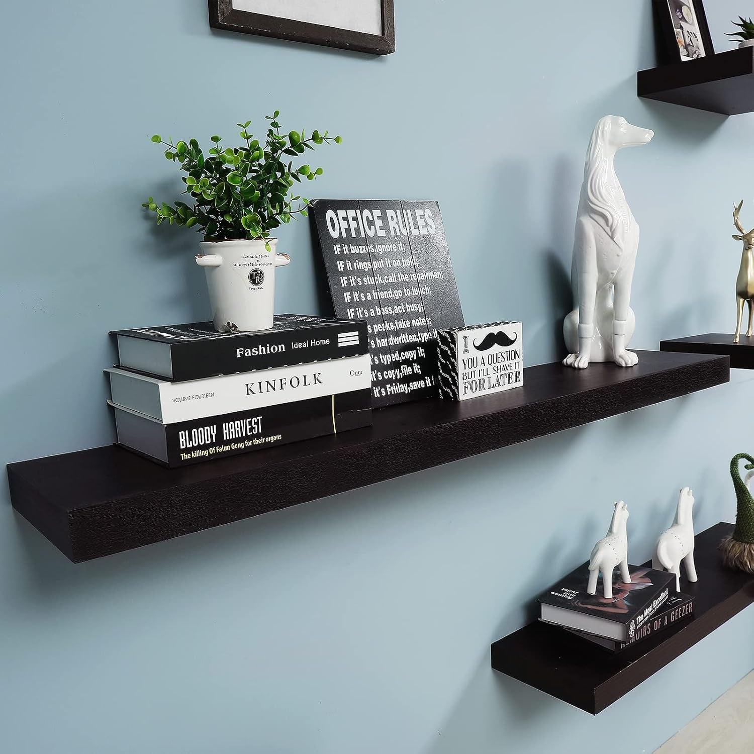 Floating Shelves for Wall, Bathroom Wall Mount Shelves, Wood Modern Display Shelves, Book Shelves,For Bedroom,Living Room and Kitchen (Espresso) (15 4/5" X 9 1/4" X 2")