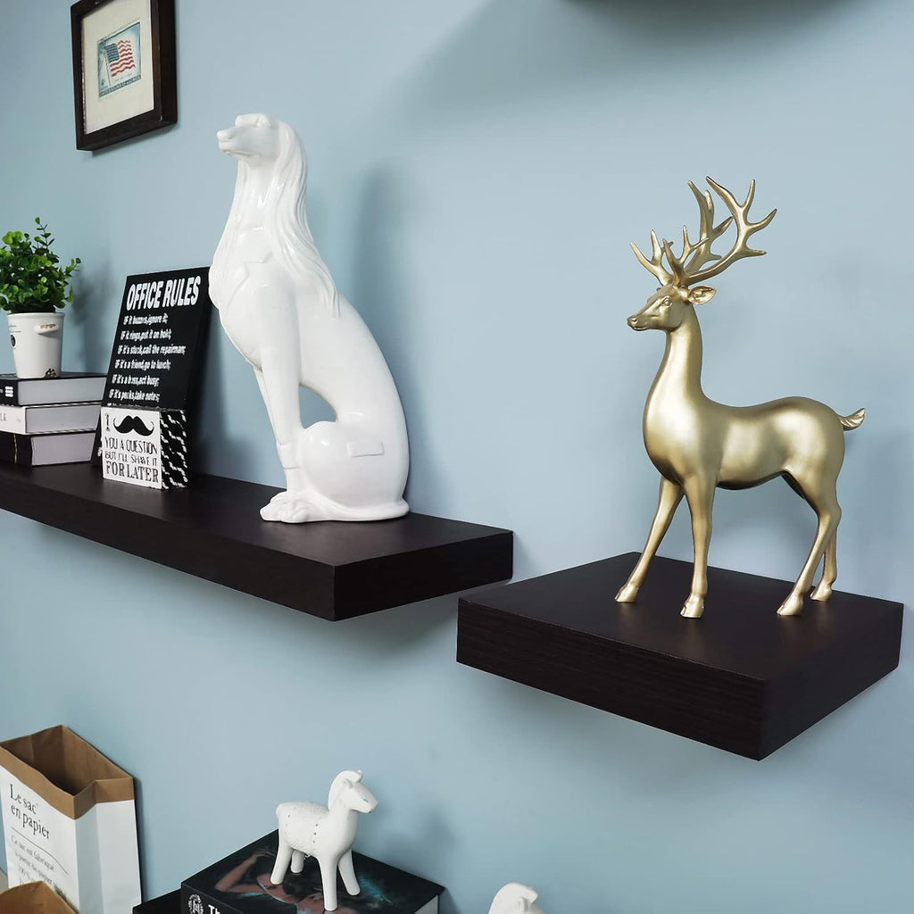 Floating Shelves for Wall, Bathroom Wall Mount Shelves, Wood Modern Display Shelves, Book Shelves,For Bedroom,Living Room and Kitchen (Espresso) (15 4/5" X 9 1/4" X 2")
