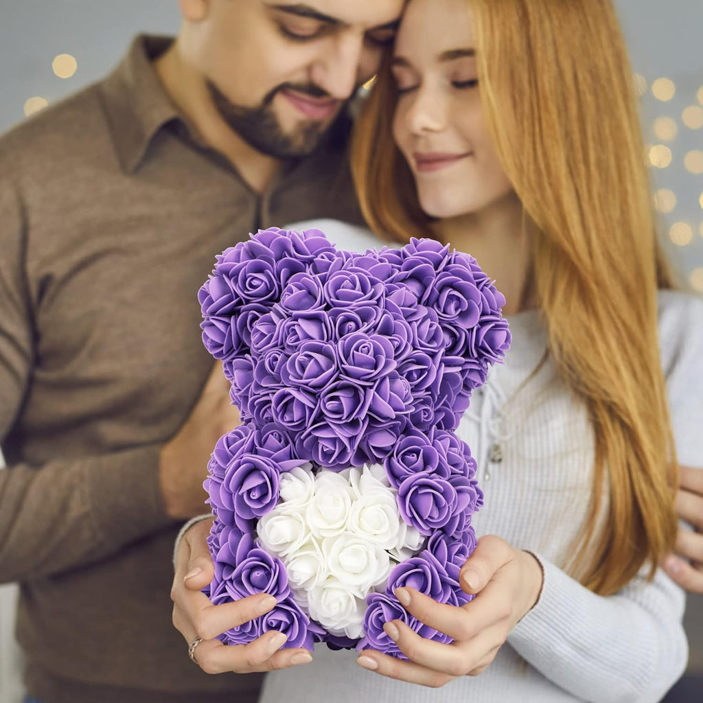 Mother'S Day Rose Bear Gifts for Her, Romantic Mother'S Day Flower Bear Gifts for Mom Wife Girlfriend, I Love You Anniversary Birthday Gifts Rose Teddy Bear with Love Bouquet in Gift Box