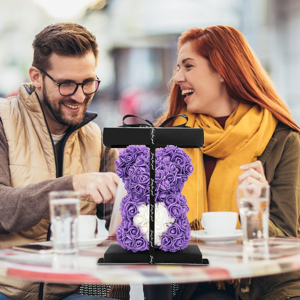 Mother'S Day Rose Bear Gifts for Her, Romantic Mother'S Day Flower Bear Gifts for Mom Wife Girlfriend, I Love You Anniversary Birthday Gifts Rose Teddy Bear with Love Bouquet in Gift Box