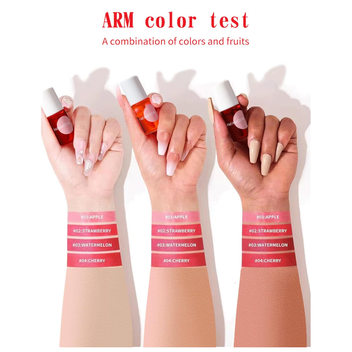 4 Colors Lip Tint Stain Set,Mini Water Lipstick,Korean Lip Gloss Moisturizing Natural,Long Lasting Waterproof,Multi-Use Lip and Cheek Tint(Apple& Strawberry& Watermelon& Cherry)