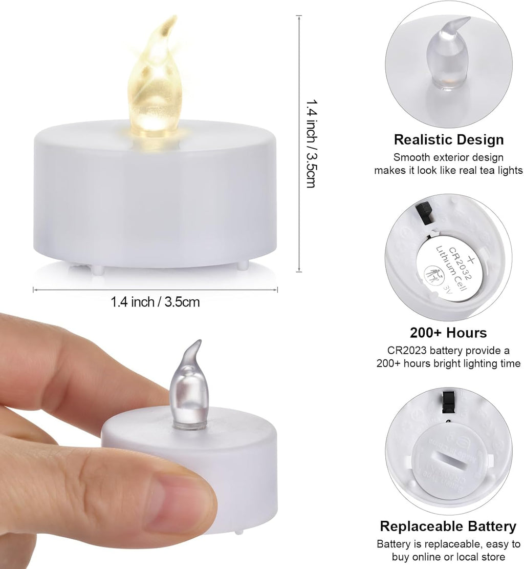 Battery Operated LED Tea Lights: 24PACK Flameless Votive Candles Lamp Realistic and Bright Flickering Holiday Gift Long Lasting 200Hours for Seasonal & Festival Celebration Warm White