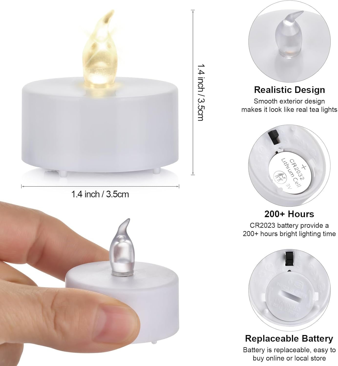 Battery Operated LED Tea Lights: 24PACK Flameless Votive Candles Lamp Realistic and Bright Flickering Holiday Gift Long Lasting 200Hours for Seasonal & Festival Celebration Warm White