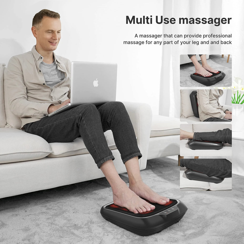 Foot Massager with Heat,Shiatsu Foot Massager for Circulation, Back Massager, Foot Warmer and Massager for Neuropathy Muscle Pain Relief, Plantar Fasciitis, Christmas Birthday Gifts for Dad and Mon