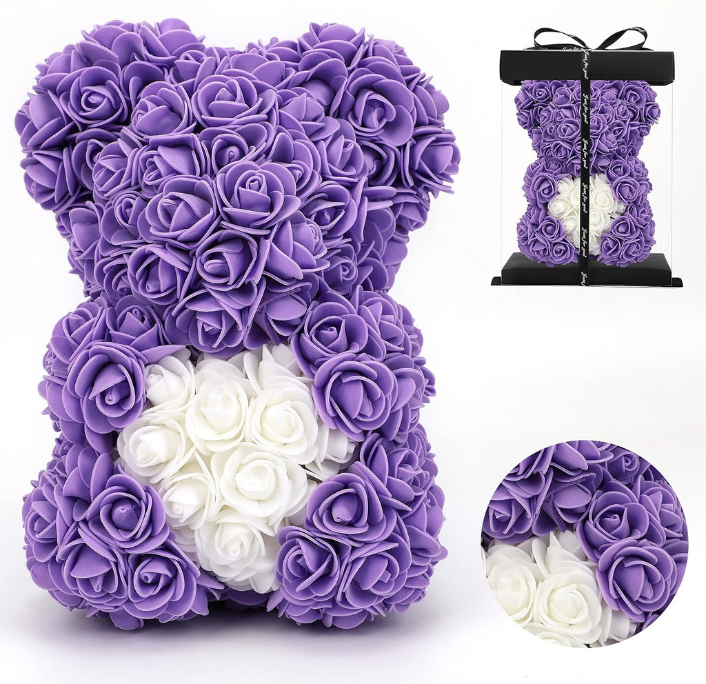 Mother'S Day Rose Bear Gifts for Her, Romantic Mother'S Day Flower Bear Gifts for Mom Wife Girlfriend, I Love You Anniversary Birthday Gifts Rose Teddy Bear with Love Bouquet in Gift Box