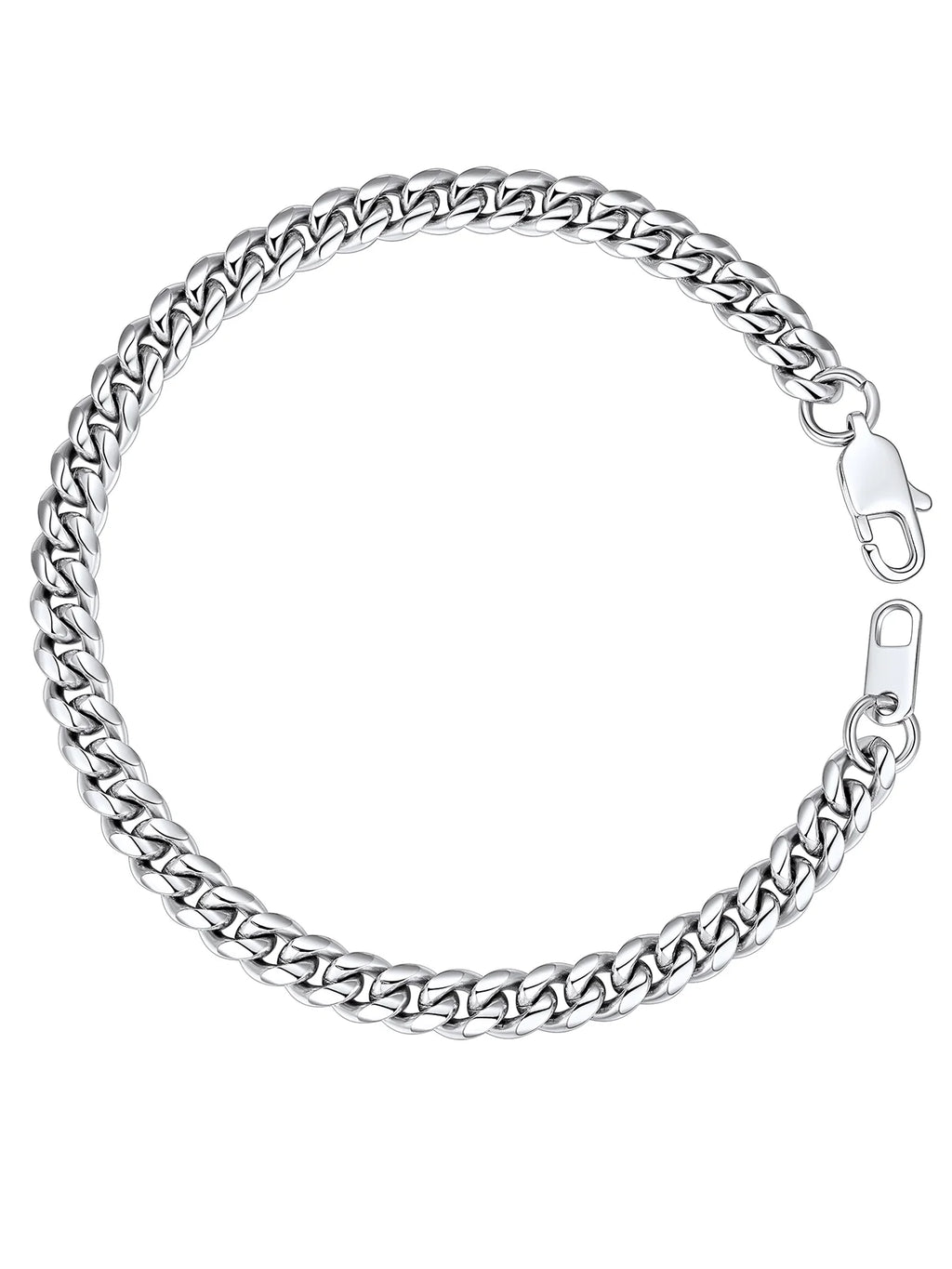 Men Chain Bracelet Cuban Stainless Steel Curb Bracelet 6MM 8.3 Inch Wrist Bracelet Mens Silver Jewelry