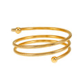 BASHEE: Triple Stacked Gold Bracelet with Surface Lines & Ball Bead Accents.