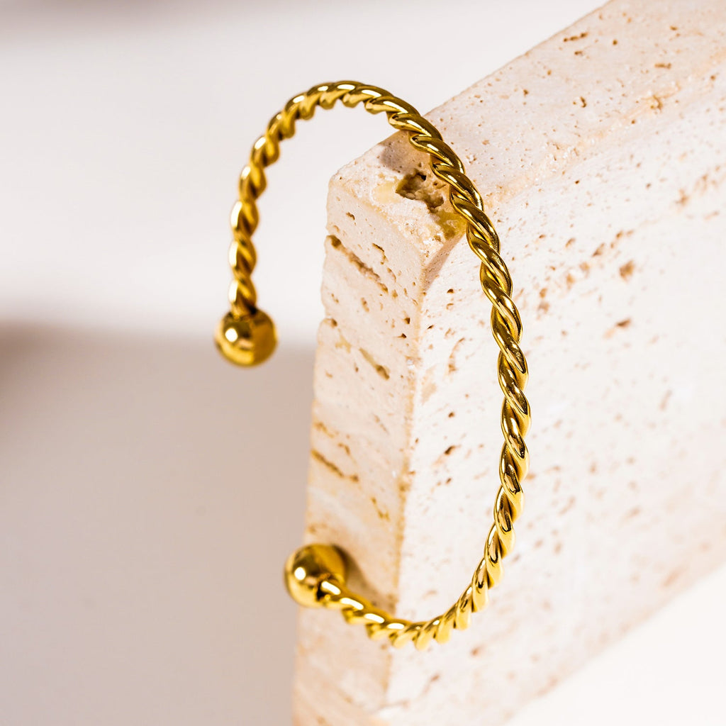 SAFIYA: Twisted Elegance - Adjustable Rope Bracelet with Ball Bead Accents