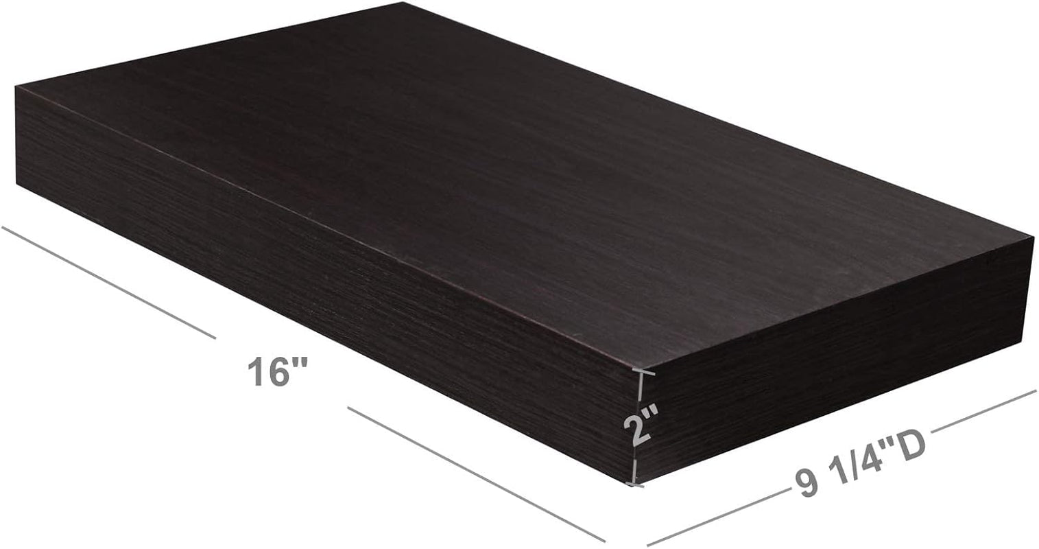 Floating Shelves for Wall, Bathroom Wall Mount Shelves, Wood Modern Display Shelves, Book Shelves,For Bedroom,Living Room and Kitchen (Espresso) (15 4/5" X 9 1/4" X 2")