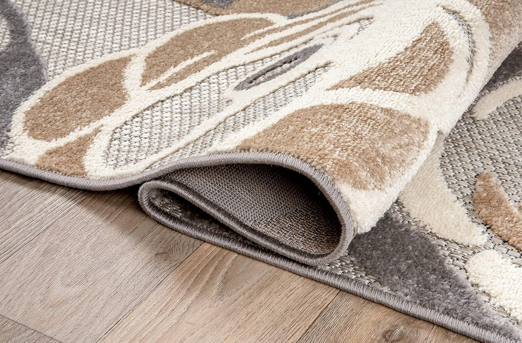 Ravenna Modern Large Floral Flowers Indoor/Outdoor Area Rug 7'10" X 10' Gray