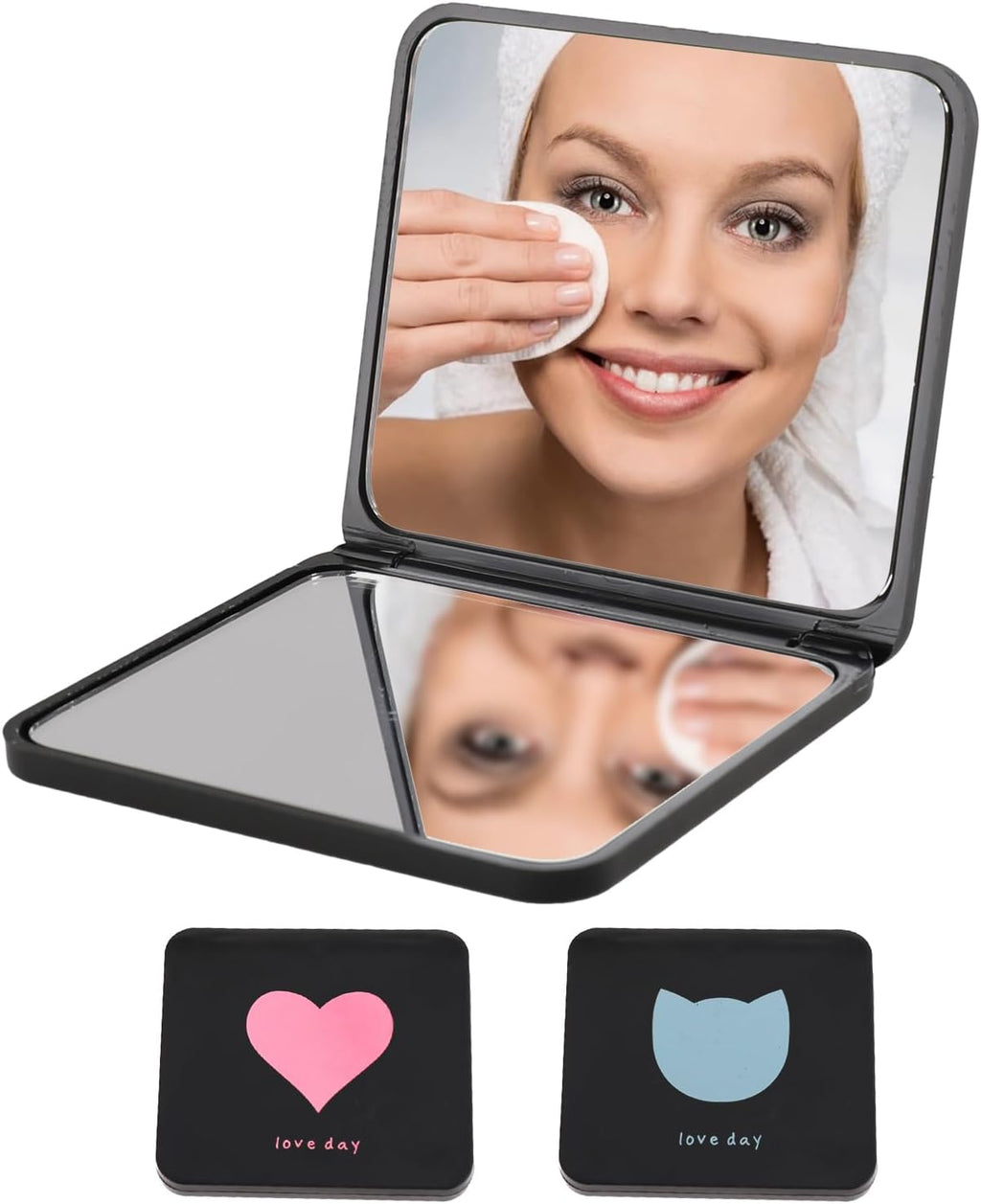 2 Pack Compact Vanity Mirror Portable Travel Mirror Cute Pocket Cosmetic Mirrors Double-Sided Frosted True View Mirror for Women Purses Handbag Wallet Office