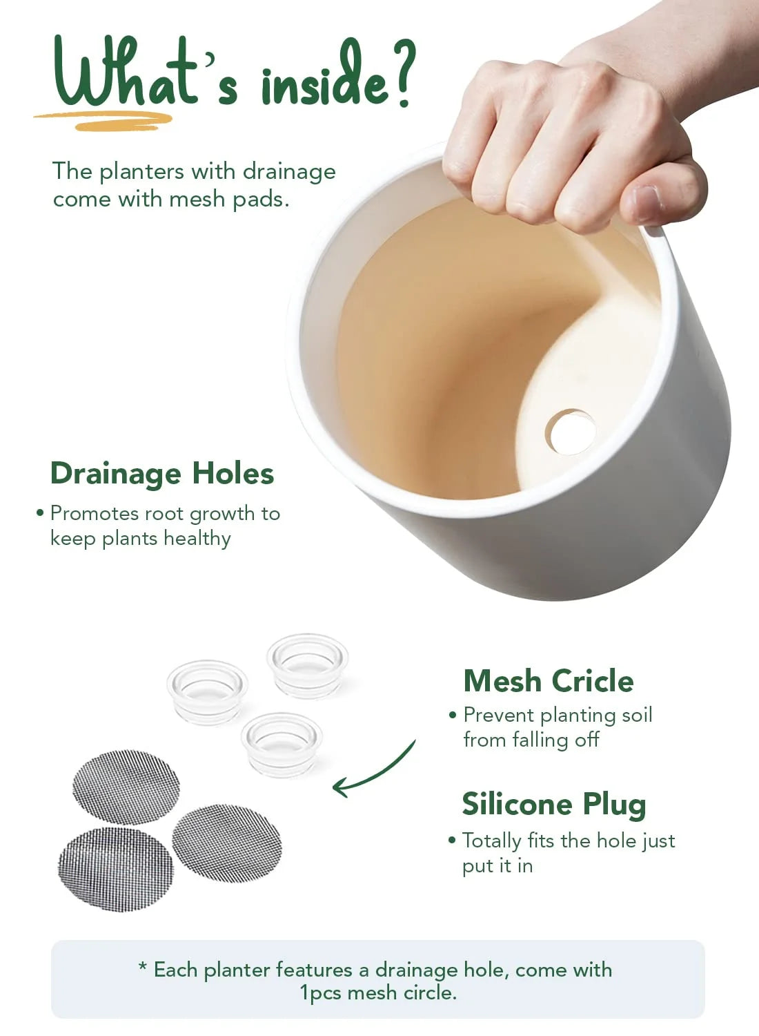 Set of 3 (10"+8"+6") Plant Pots with Drainage Hole & Plug for Indoor & Patio Decor, White Indoor Plant Pots