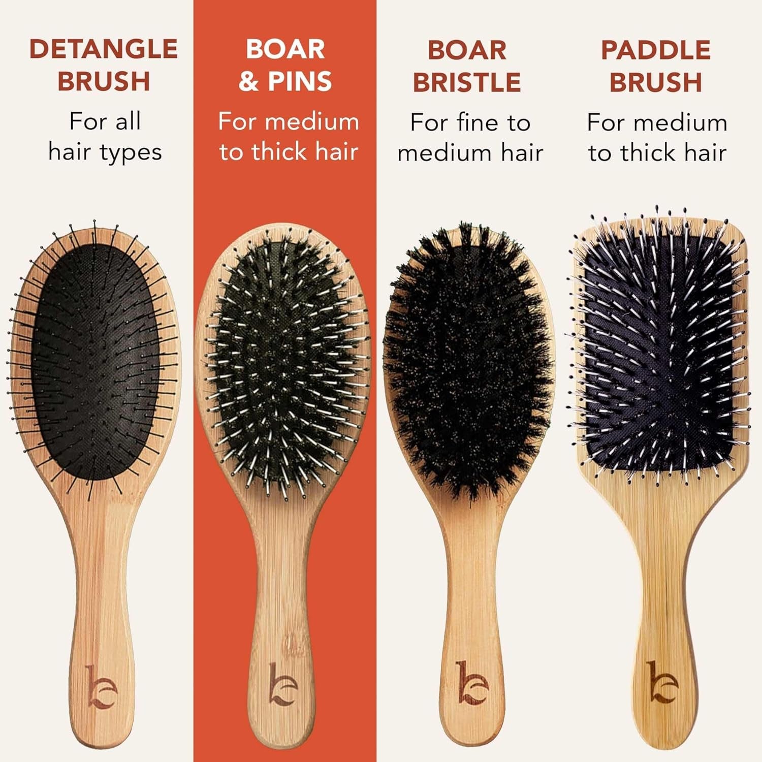 Boar Bristle Hair Brush - Smoothes & Detangles All Hair Types, Hairbrush for Women, Men & Kids, Brush for Thick Hair, Distributes Oils for Natural Shine & Stimulates Scalp