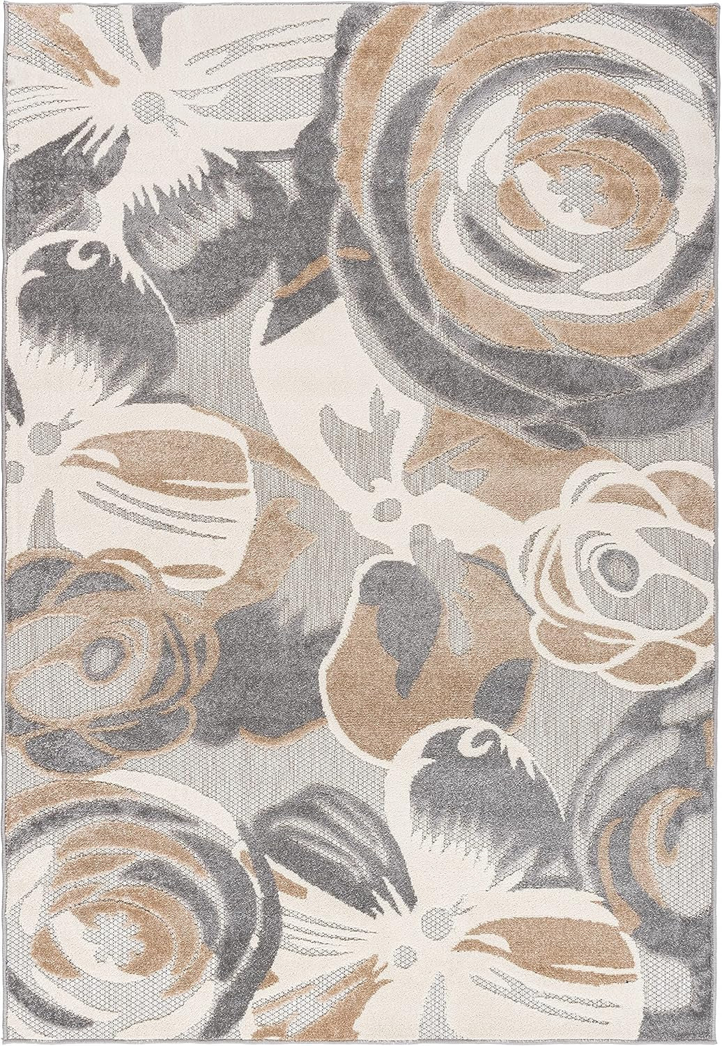 Ravenna Modern Large Floral Flowers Indoor/Outdoor Area Rug 7'10" X 10' Gray