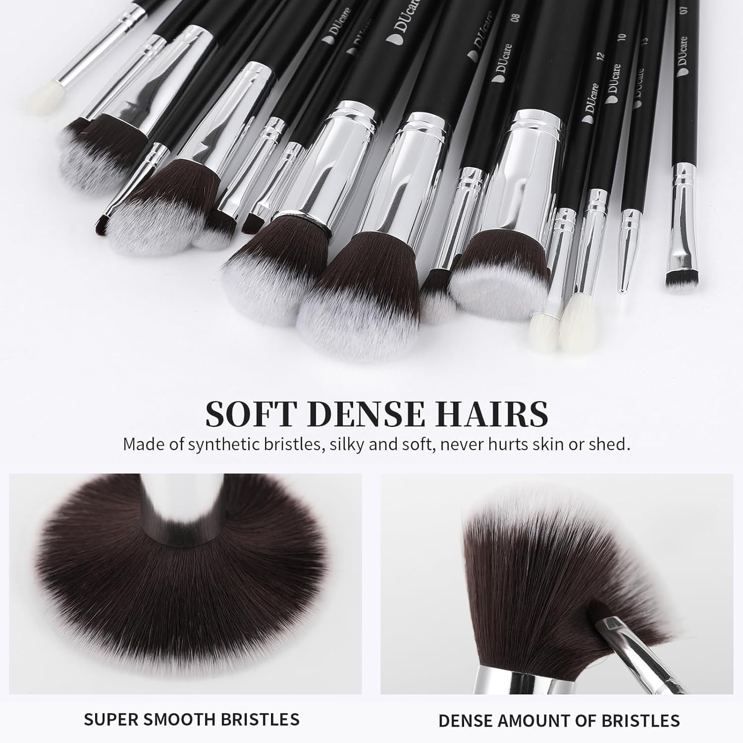 Makeup Brushes with Bag,15Pcs Christmas Makeup Brush Set Travel Kabuki Foundation Blending Blush Eyeliner Shadow Brow Concealer Brushes Kit