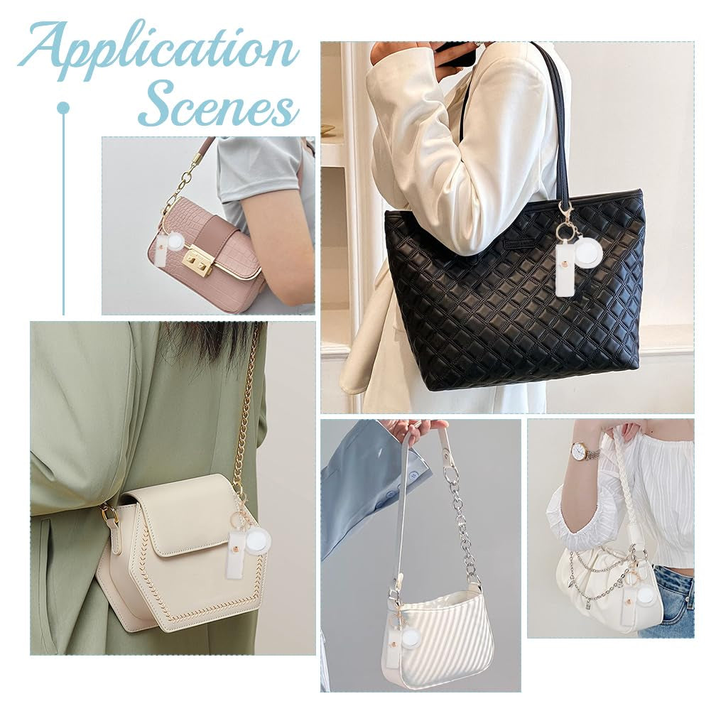 2Pcs PU Leather Lipstick Sleeves with round Mirror, Portable Lipstick Keychain Holder Snap-On Lip Balm Organizer Case Mini Travel Lipstick Cosmetics Holder for Women Ladies, White