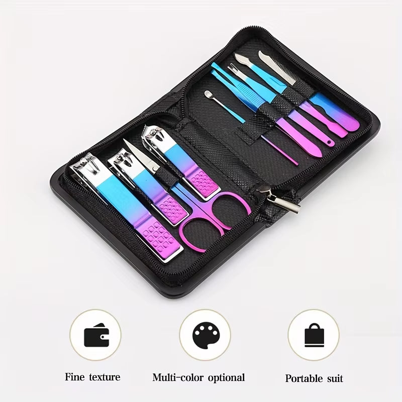9-18Pcs Set Professional Stainless Steel Manicure & Pedicure Kit Precision Nail Care with Travel Case with Nail Clipper Scissor
