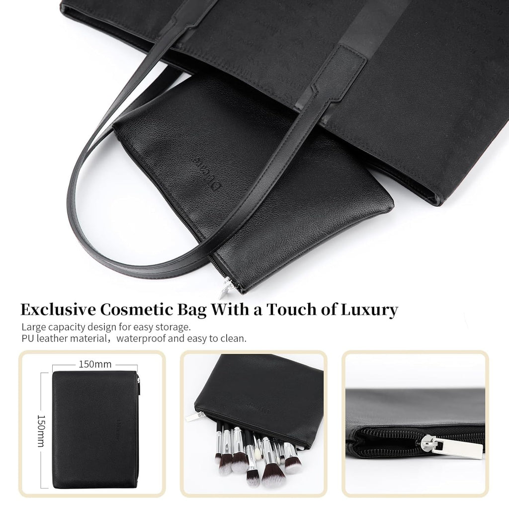 Makeup Brushes with Bag,15Pcs Christmas Makeup Brush Set Travel Kabuki Foundation Blending Blush Eyeliner Shadow Brow Concealer Brushes Kit