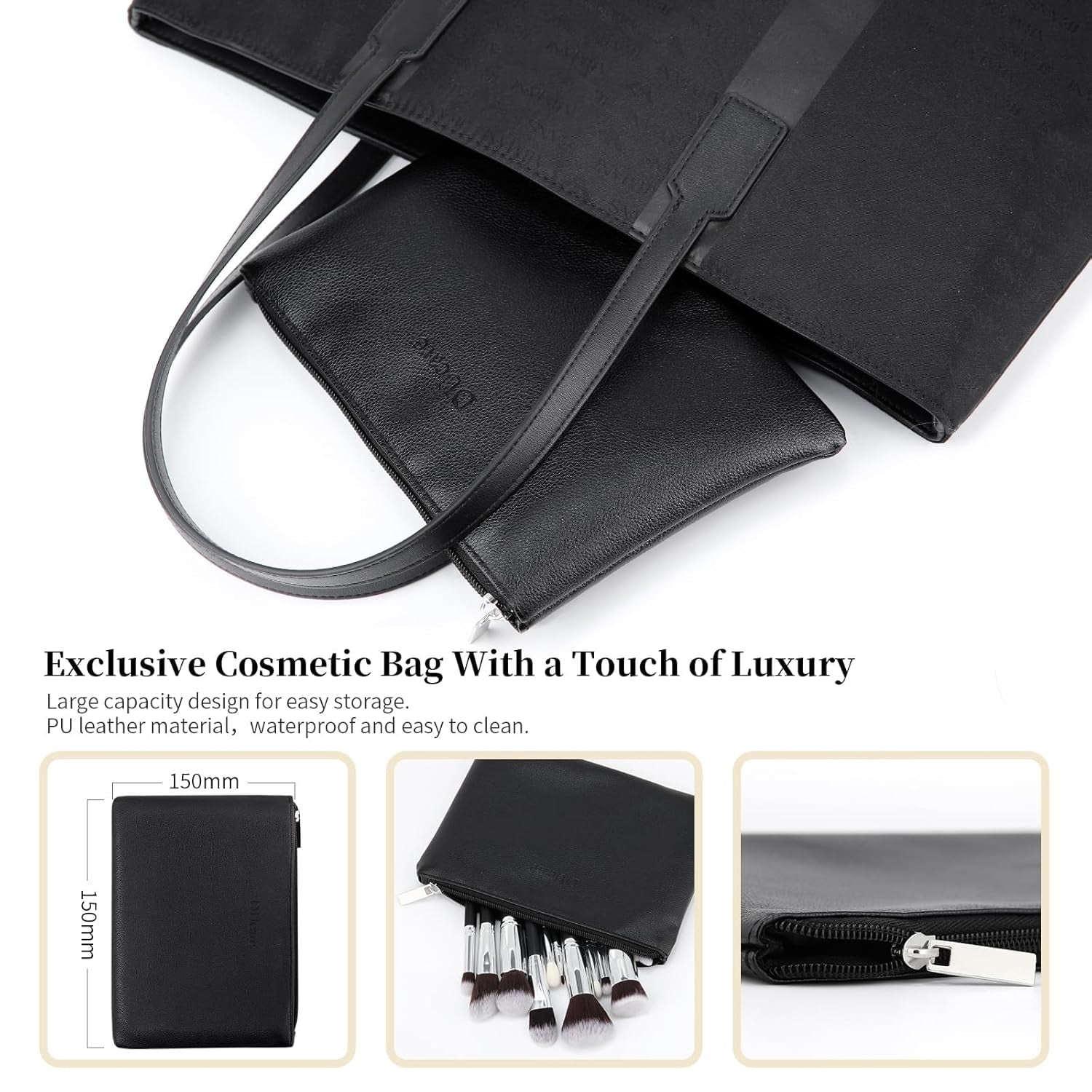 Makeup Brushes with Bag,15Pcs Christmas Makeup Brush Set Travel Kabuki Foundation Blending Blush Eyeliner Shadow Brow Concealer Brushes Kit