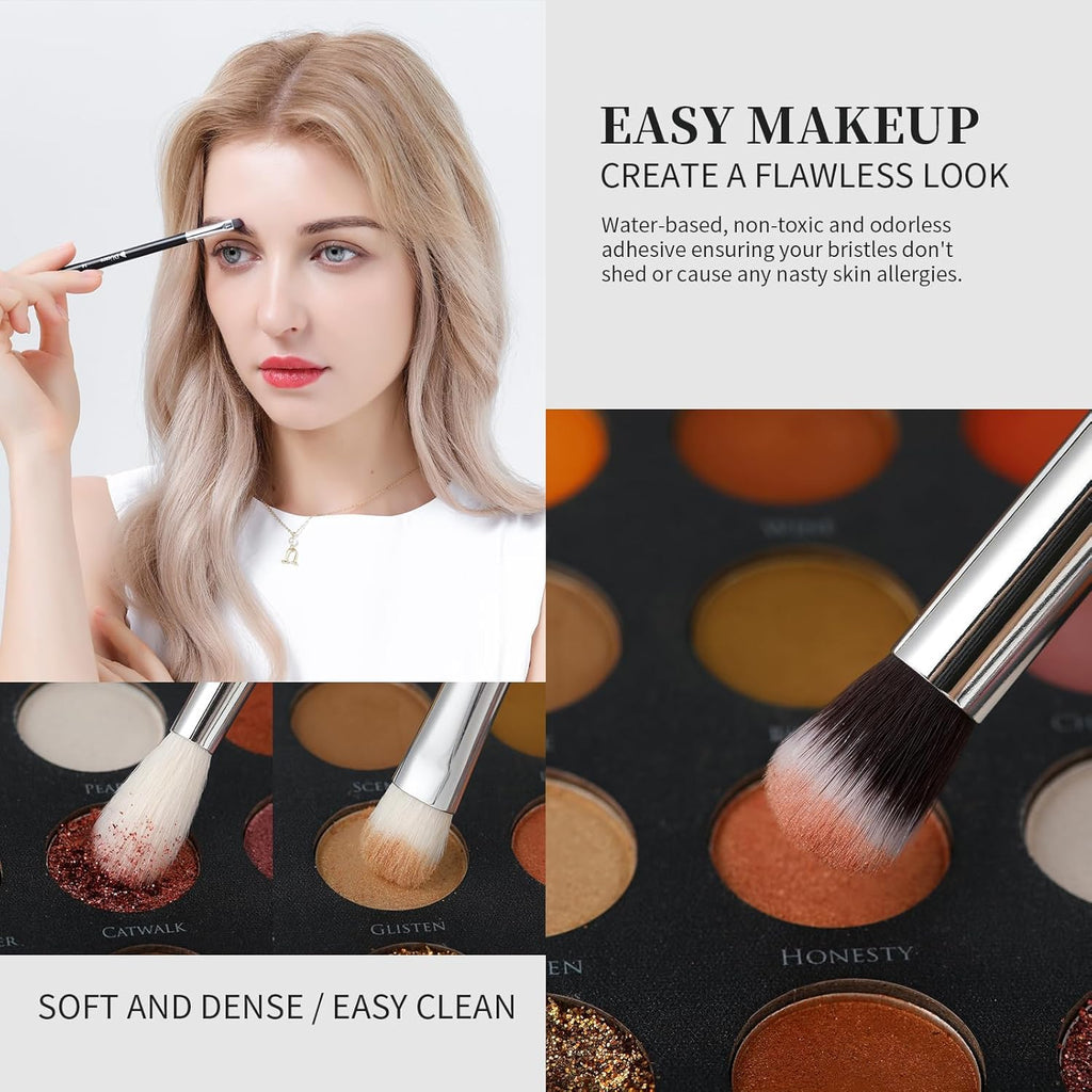 Makeup Brushes with Bag,15Pcs Christmas Makeup Brush Set Travel Kabuki Foundation Blending Blush Eyeliner Shadow Brow Concealer Brushes Kit