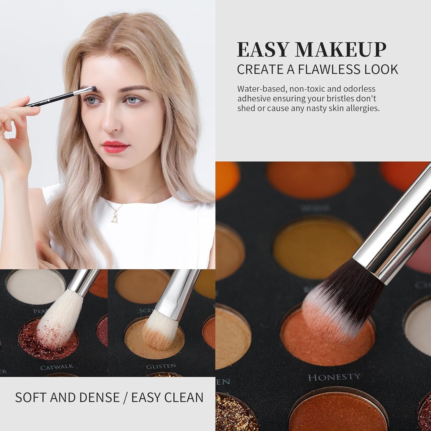 Makeup Brushes with Bag,15Pcs Christmas Makeup Brush Set Travel Kabuki Foundation Blending Blush Eyeliner Shadow Brow Concealer Brushes Kit