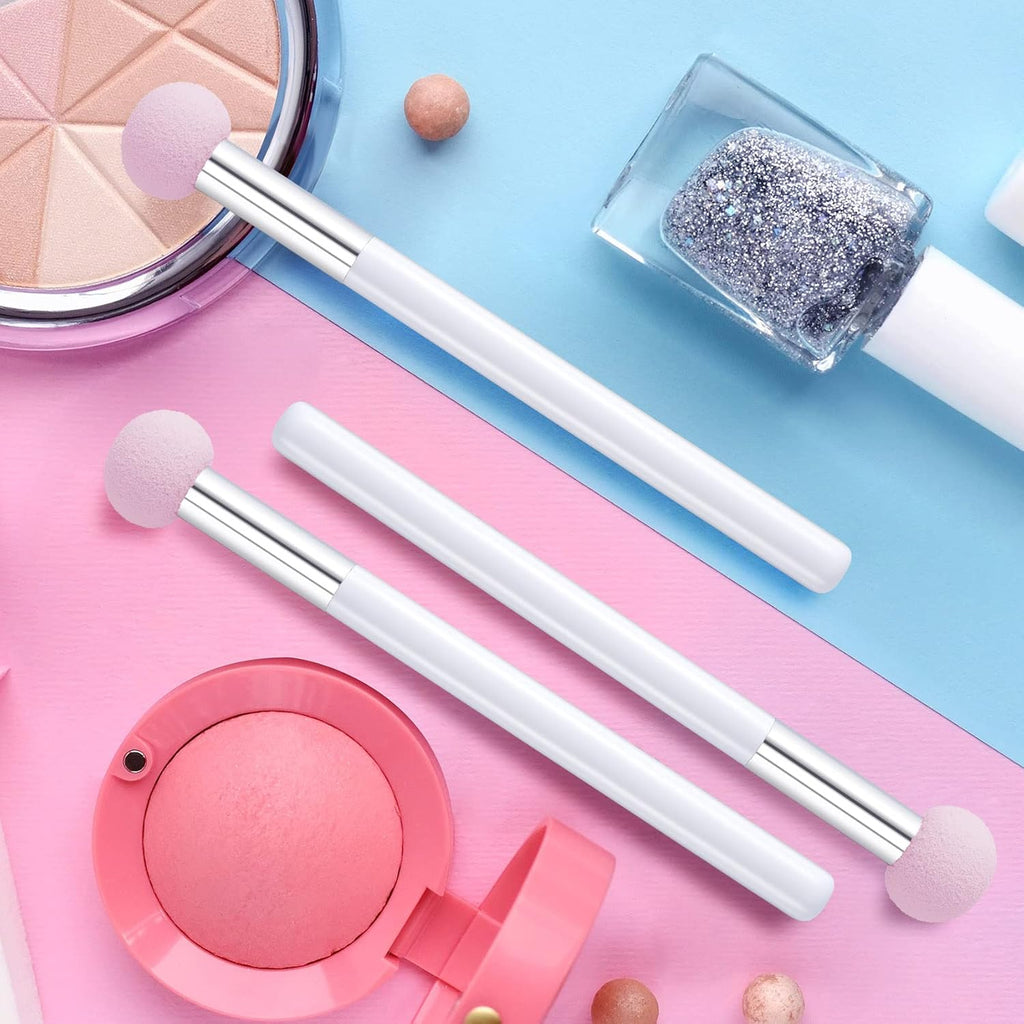 6Pcs Sponge Makeup Applicator with Handle, Sponge Eyeshadow Applicators Makeup, Eyeshadow Sponge Brush, Cotton Eye Makeup Eyeshadow Brushes for Women Girls (4.5 Inch Long) Washable