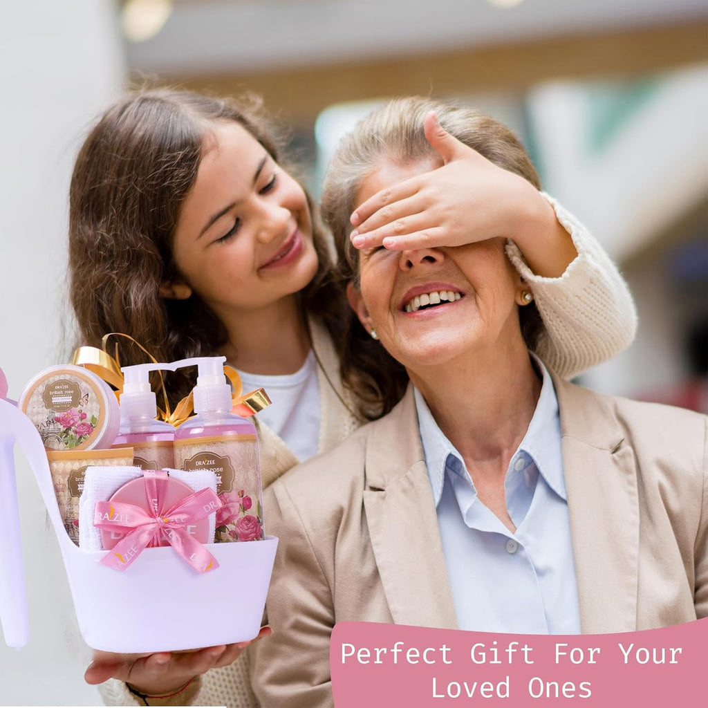 Luxury Spa Gifts for Women – 8 Pc Rose Scented Bath and Body Set with Bubble Bath, Lotion & More – Luxury Self Care Kit for Wife, Mom, Best Friend, Girlfriend, Anniversary Gift by